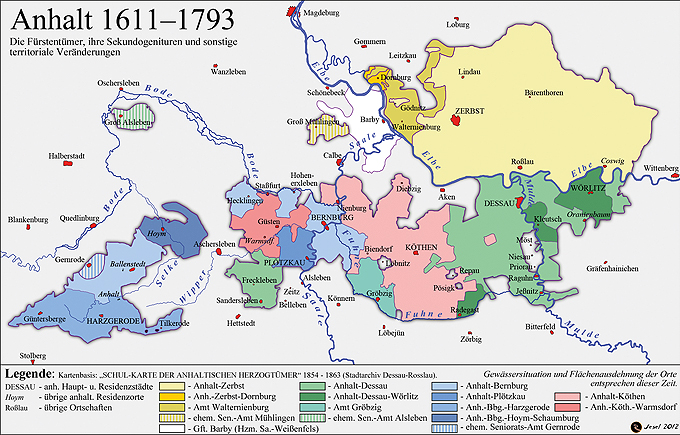 Territoriale Entwicklung Anhalts von1611 bis 1793