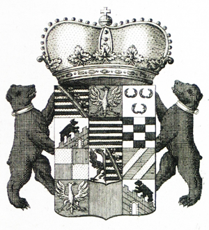 Stich Wappen Anhalt 18. Jh. 12 Felder