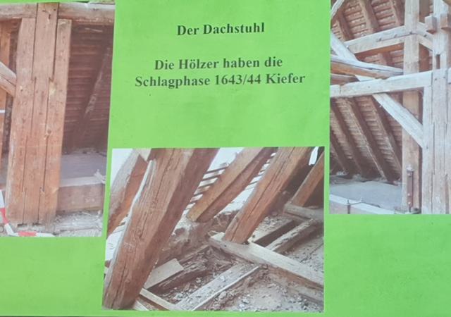 Wie dendrologische Untersuchungen zeigten, wurden die Hölzer für den Dachstuhl der Burg in den Jahren 1643 und 1644 geschlagen.