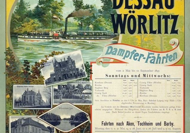 Fahrplan der Anhaltischen Dampfschifffahrt von 1897. (2) Ein Klick auf das Foto zeigt den Fahrplan in voller Größe.